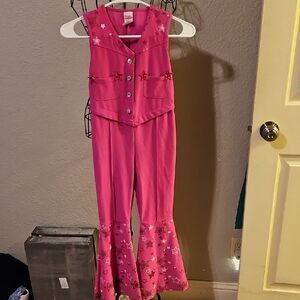 Barbie Vibrant Pink Star-Embellished Girls Jumpsuit